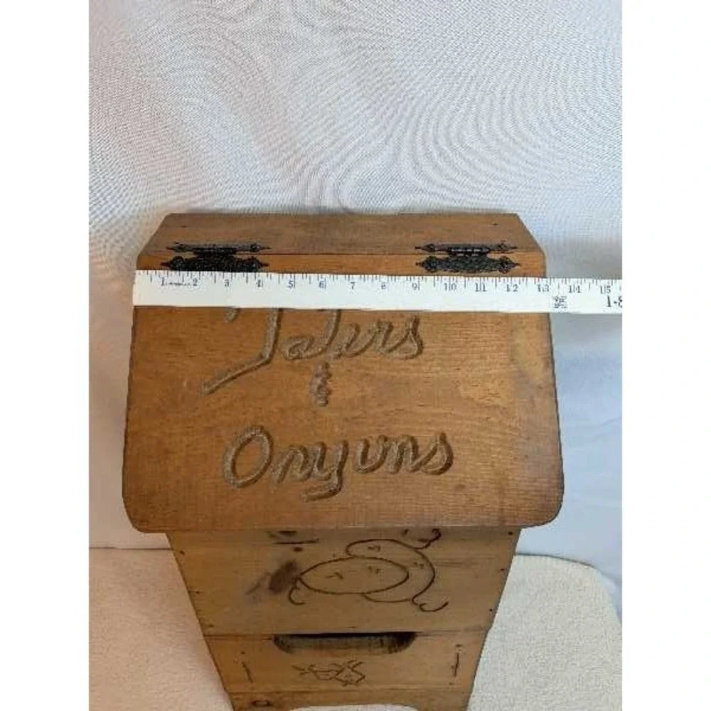 Vintage Wooden Taters & Onions Bin Storage Rustic Farmhouse Kitchen Onyuns‎